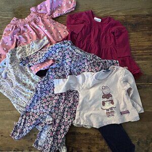 Baby Girl Designer Brands 7 Piece Clothing Bundle size 6-12 Mos.